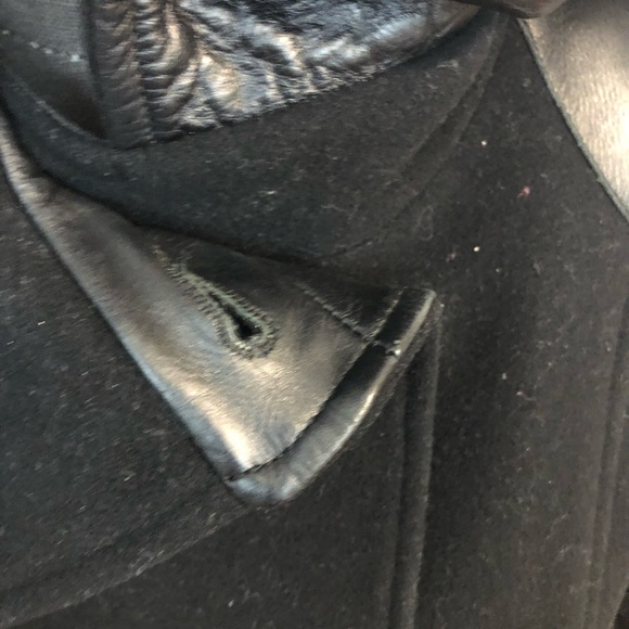 Mackage black wool, cashmere, and leather coat - Picture 3 of 9